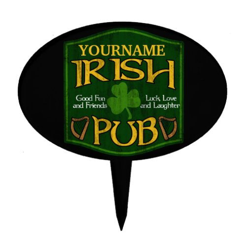 Personalized Irish Pub Sign Cake Topper