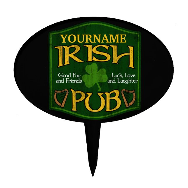 Personalized Irish Pub Sign Cake Topper (Front)