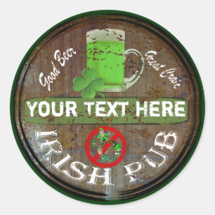 Personalized Irish pub sign Classic Round Sticker