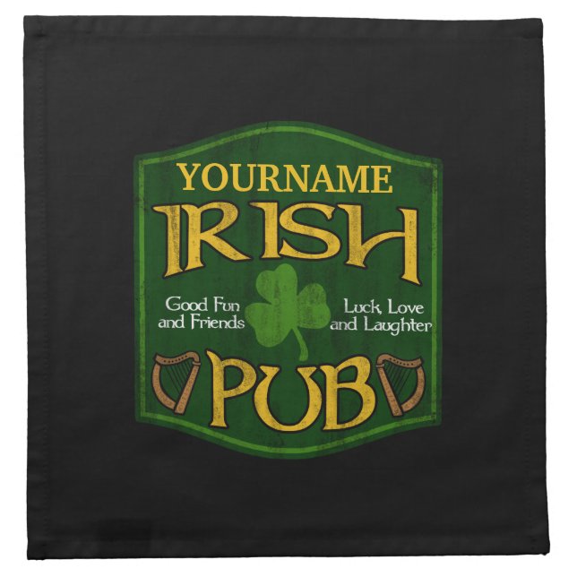 Personalized Irish Pub Sign Cloth Napkin (Front)