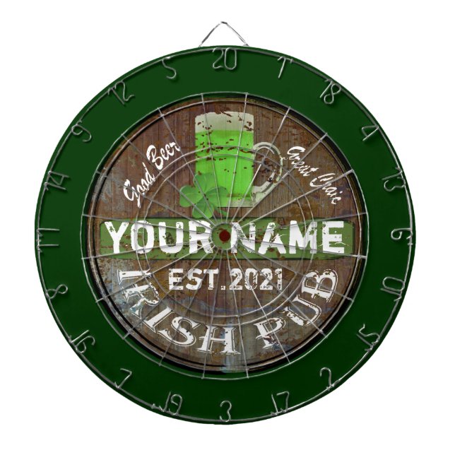 Personalized Irish pub sign Dart Board (Front)