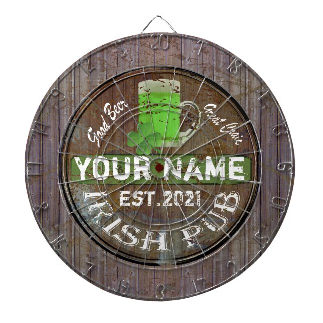 Personalized Irish pub sign Dart Board (Front)