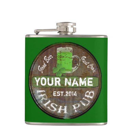 Personalized Irish Pub Sign Hip Flask