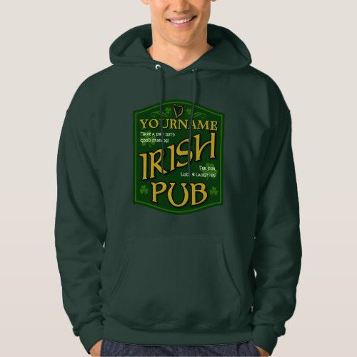 Personalized Irish Pub Sign Hooded Sweatshirt