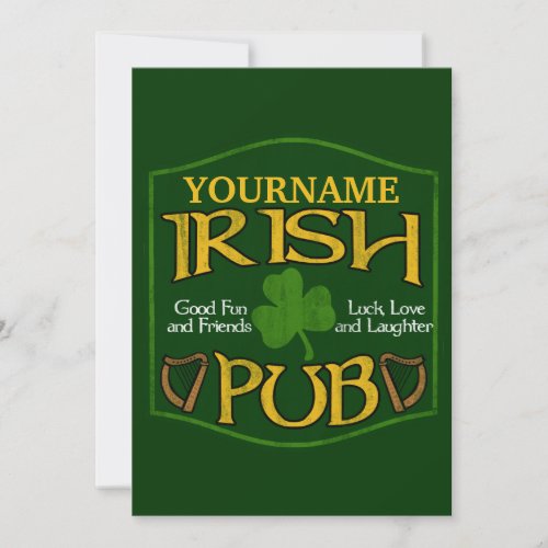 Personalized Irish Pub Sign Invitation