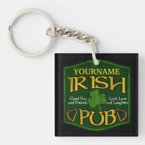 Personalized Irish Pub Sign Keychain
