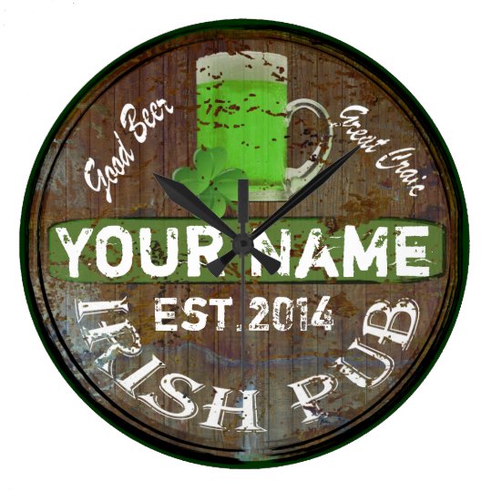 Personalized Irish pub sign Large Clock