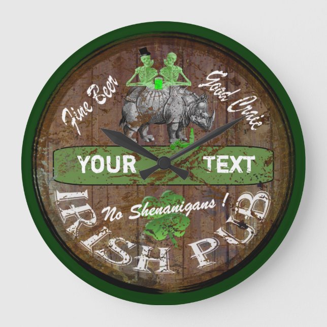Personalized Irish pub sign Large Clock (Front)