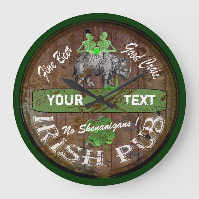 Personalized Irish pub sign Large Clock Zazzle