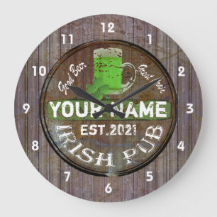 Personalized Irish pub sign Large Clock