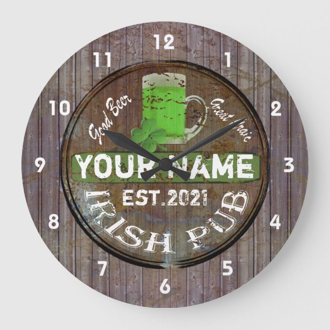 Personalized Irish pub sign Large Clock (Front)