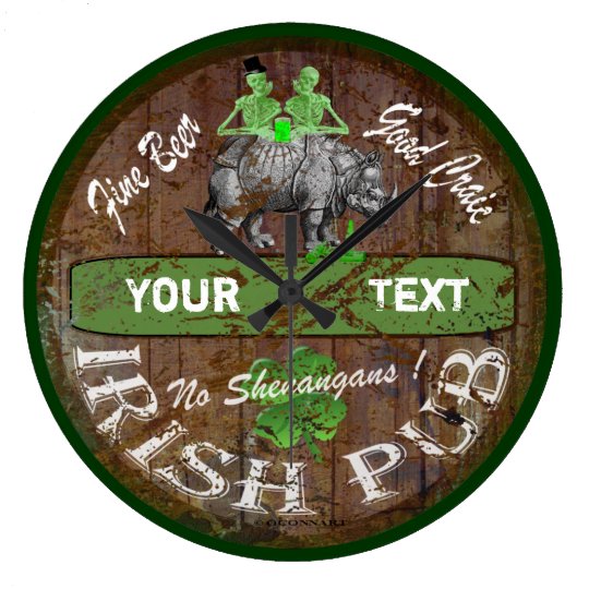 Personalized Irish pub sign Large Clock