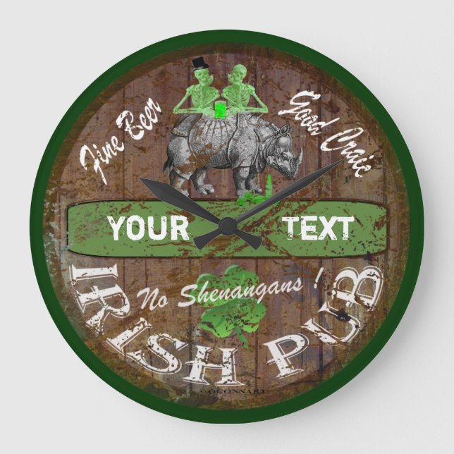 Personalized Irish pub sign Large Clock (Front)