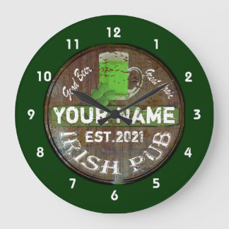 Personalized Irish pub sign Large Clock