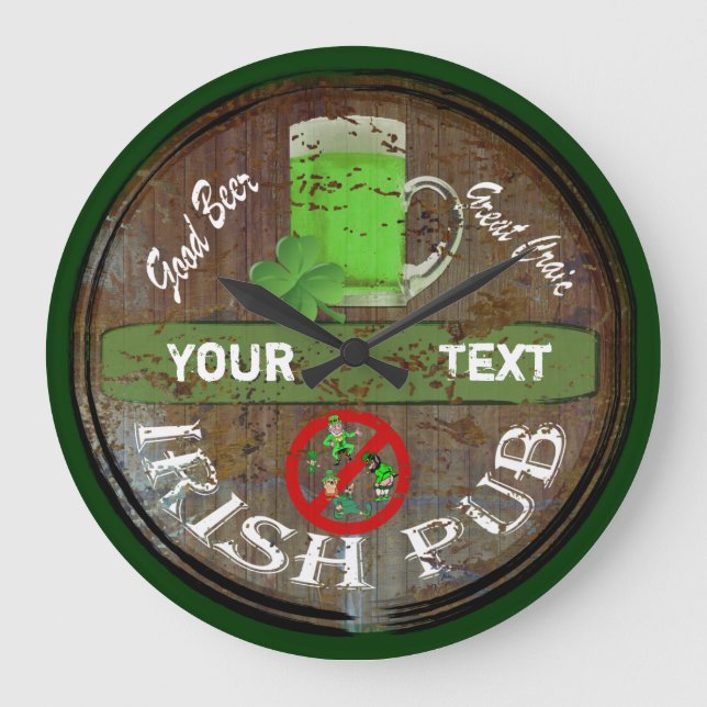 Personalized Irish pub sign Large Clock (Front)