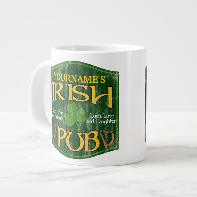 Personalized Irish Pub Sign Large Coffee Mug (Front Left)