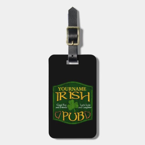 Personalized Irish Pub Sign Luggage Tag