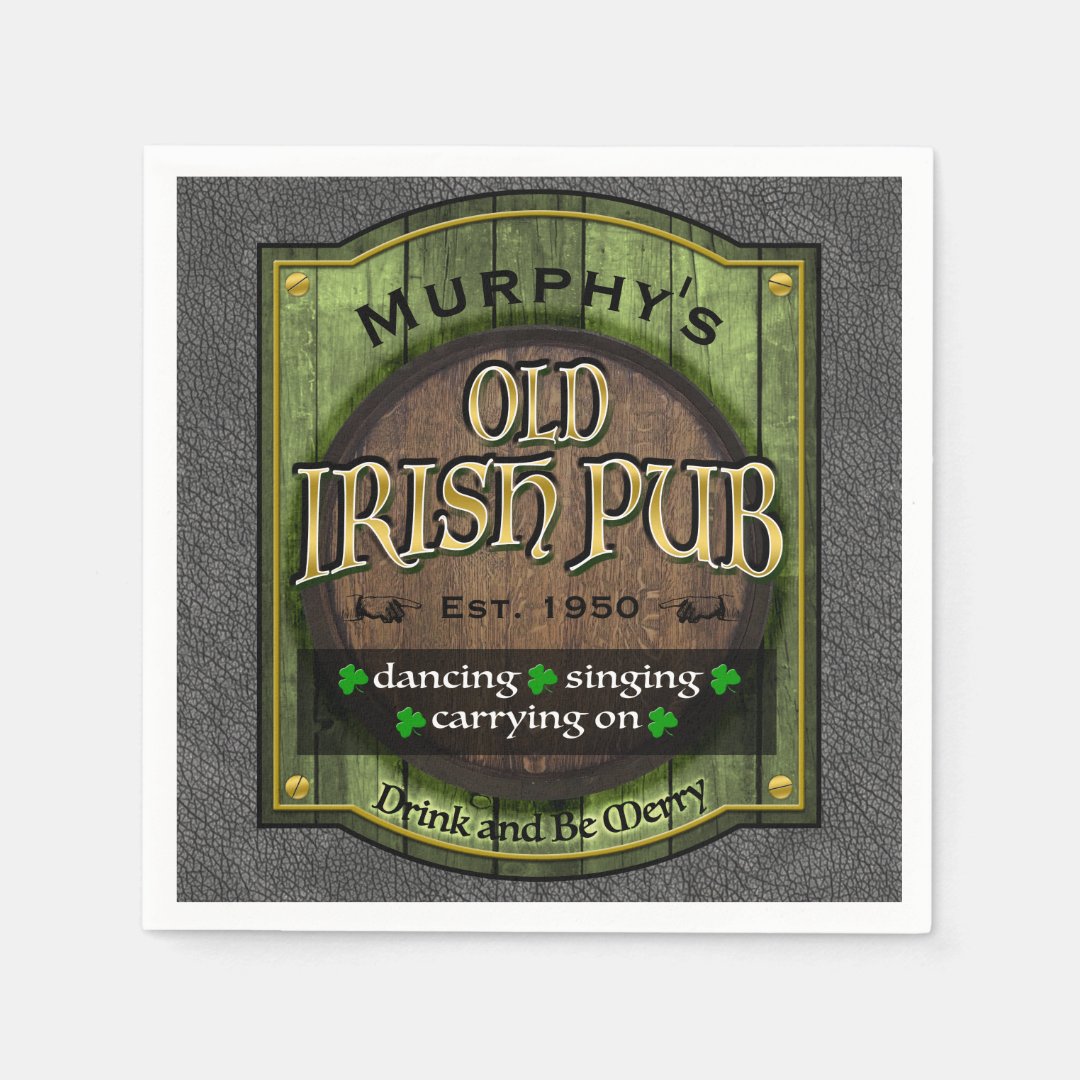 Personalized, Irish Pub Sign Napkins Zazzle