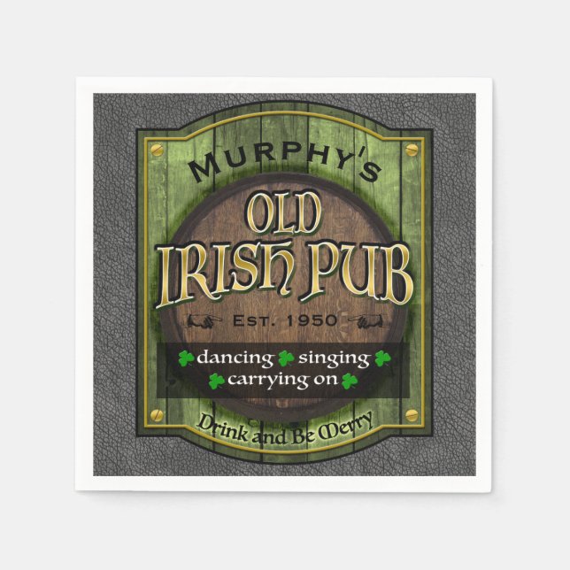 Personalized, Irish Pub Sign Napkins (Front)
