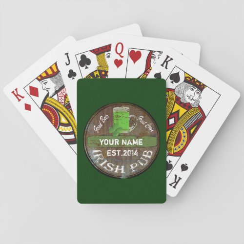 Personalized Irish pub sign Playing Cards