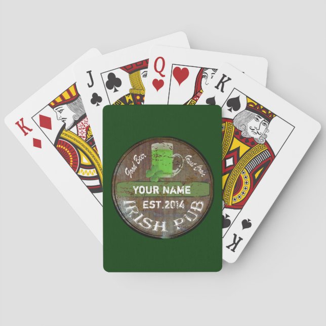Personalized Irish pub sign Poker Cards (Back)