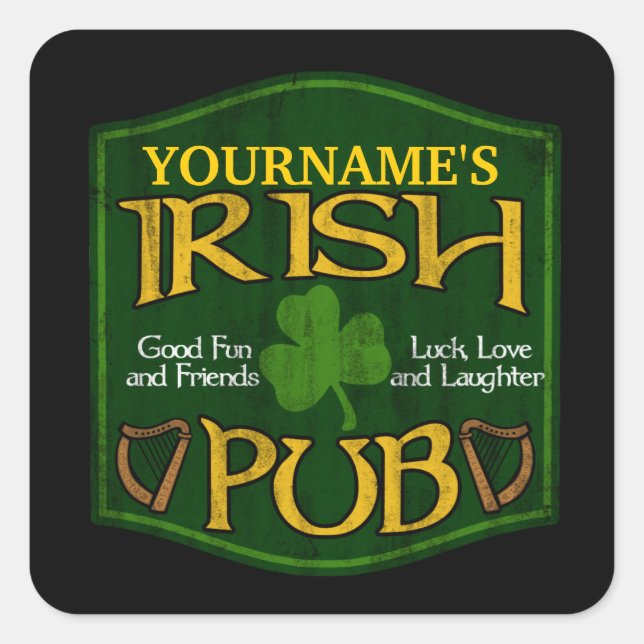 Personalized Irish Pub Sign Square Sticker (Front)