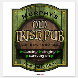 Personalized,  Irish Pub Sign Sticker