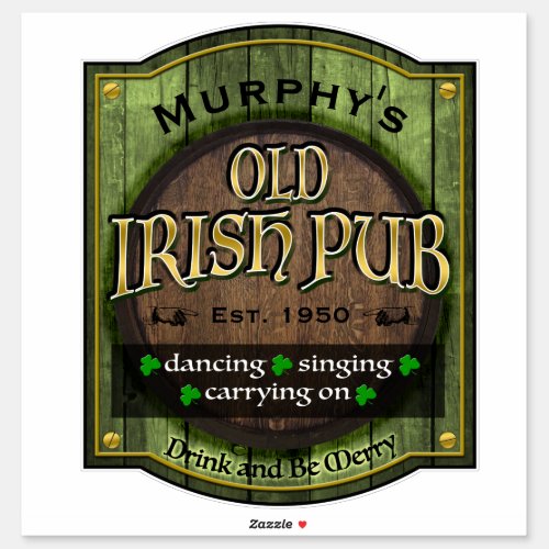 Personalized  Irish Pub Sign Sticker