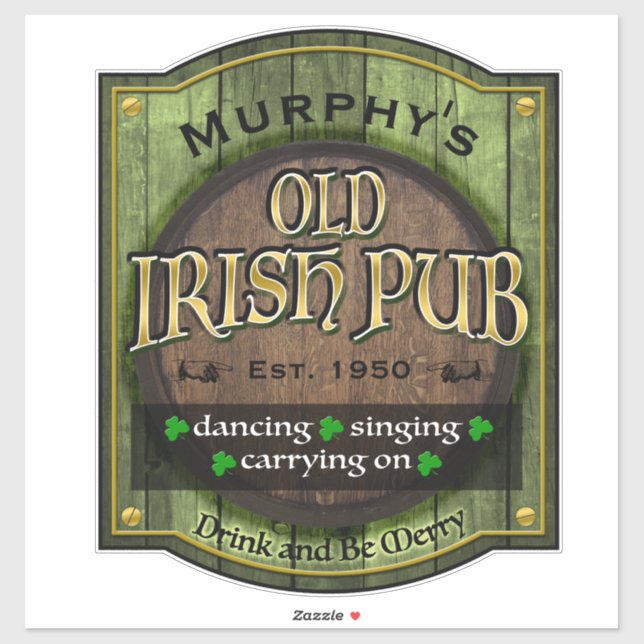 Personalized,  Irish Pub Sign Sticker (Sheet)