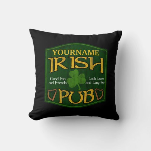 Personalized Irish Pub Sign Throw Pillow