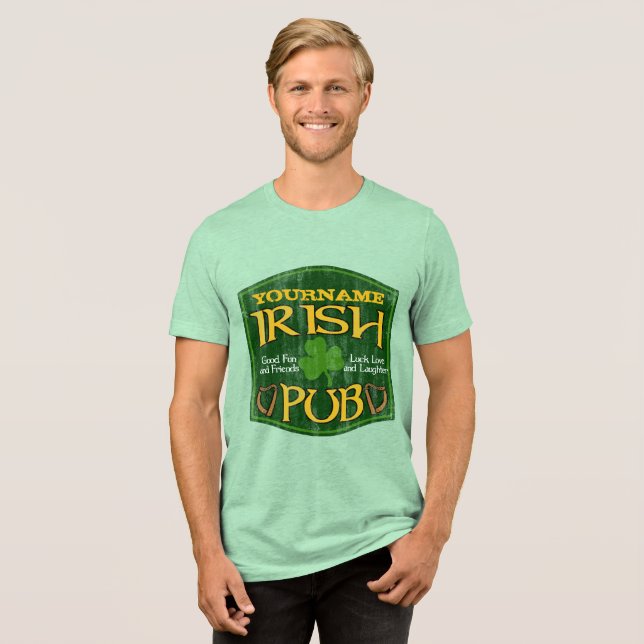 Personalized Irish Pub Sign Tri-Blend Shirt (Front Full)