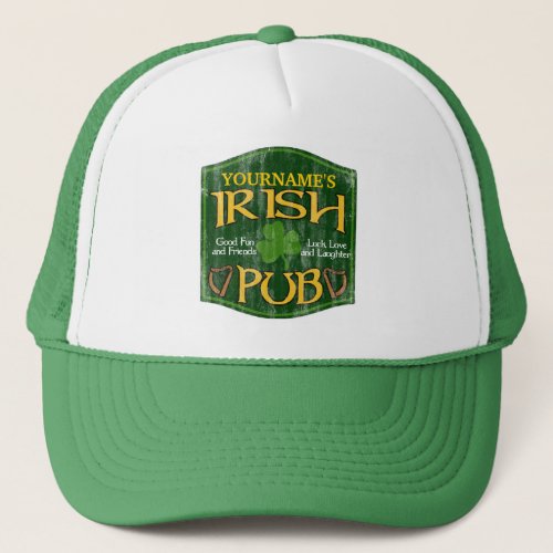 Personalized Irish Pub Sign Trucker Hat