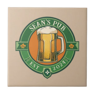 Personalized Irish Pub Sign with Custom Name Ceramic Tile