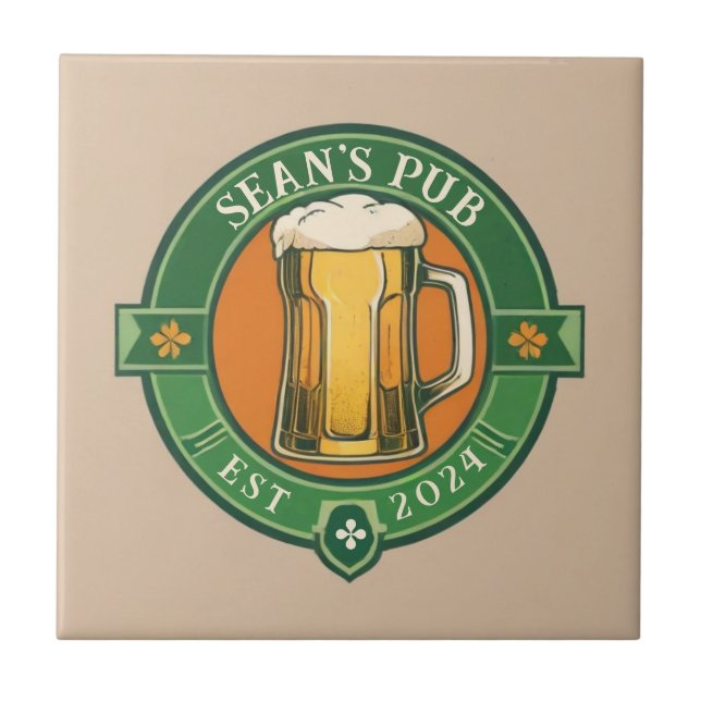 Personalized Irish Pub Sign with Custom Name Ceramic Tile (Front)
