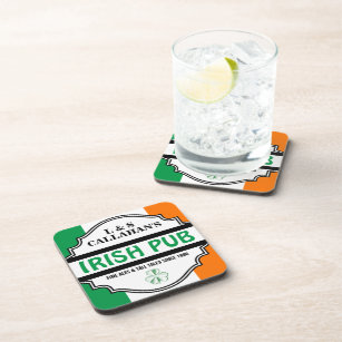 Personalized Irish Pub Tavern for Couples Coaster