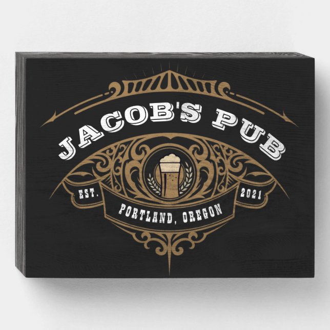 Personalized Irish Pub Wooden Box Sign (Front Horizontal)