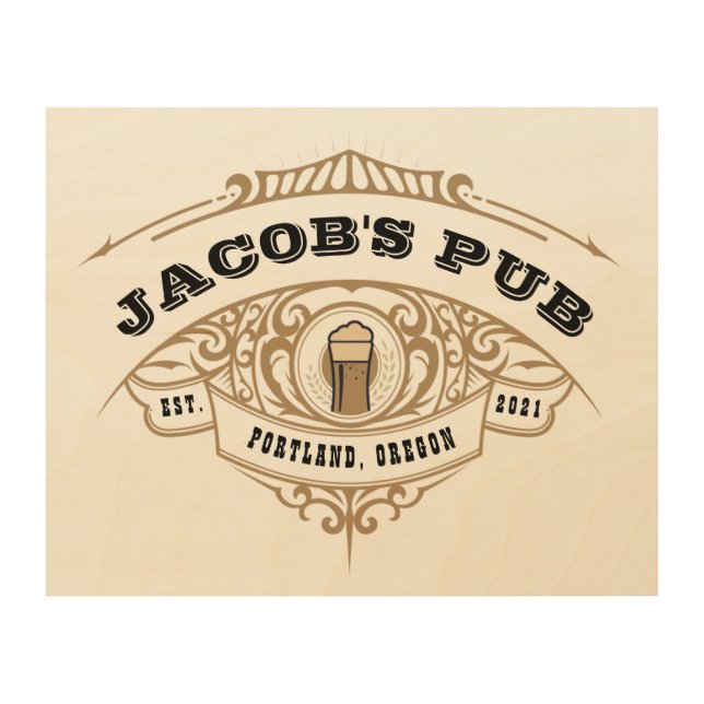 Personalized Irish Pub Wooden Sign (Front)