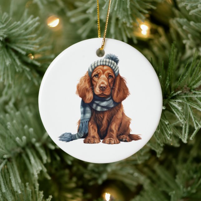Personalized Irish Setter Dog Ceramic Ornament (Tree)