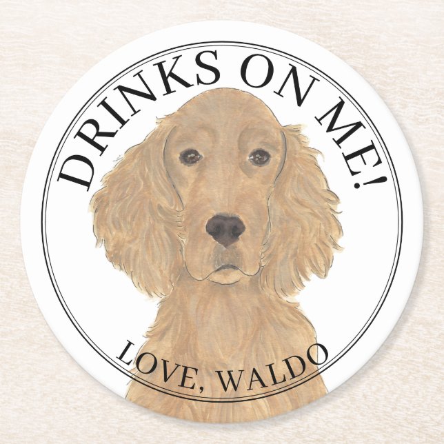 Personalized Irish Setter Dog Wedding Round Paper Coaster (Front)