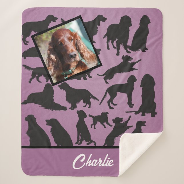 Personalized Irish Setter pattern Sherpa Blanket (Front)