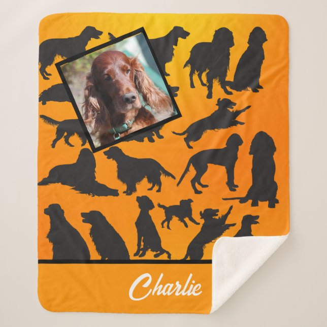 Personalized Irish Setter pattern Sherpa Blanket (Front)