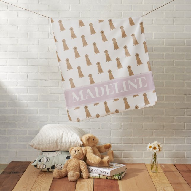 Personalized Irish Setter Pink & White Baby Blanket (In Situ)
