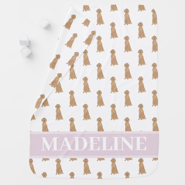 Personalized Irish Setter Pink & White Baby Blanket (In Situ)