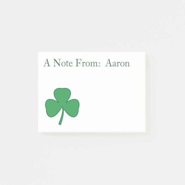 Personalized Irish Shamrock Post It Notes Gift (Front)