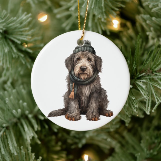 Personalized Irish Wolfhound Dog Ceramic Ornament (Tree)