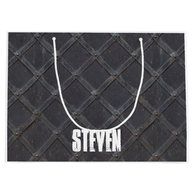 Personalized Iron Metal diamond pattern Large Gift Bag (Front)