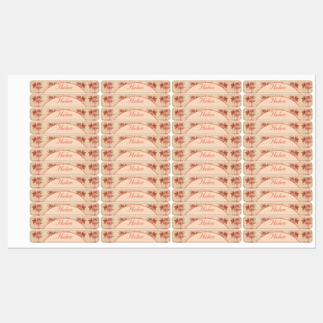 Personalized Iron On Flowered Clothing Label (Sheet)