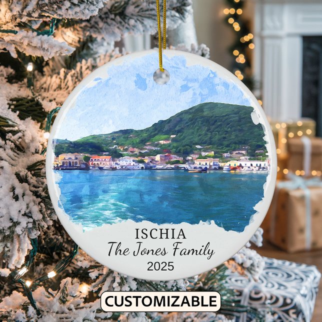 Personalized Ischia Ornament, Italy Ceramic Ornament (Creator Uploaded)