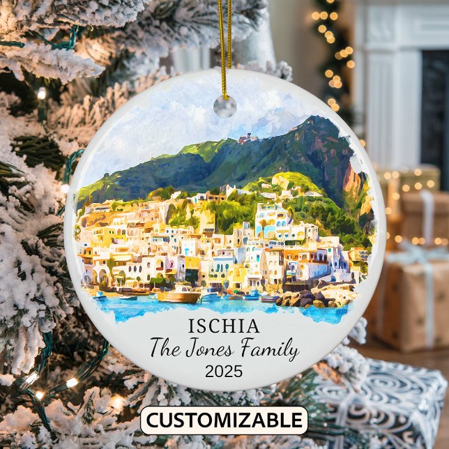Personalized Ischia Ornament, Italy Ceramic Ornament (Creator Uploaded)