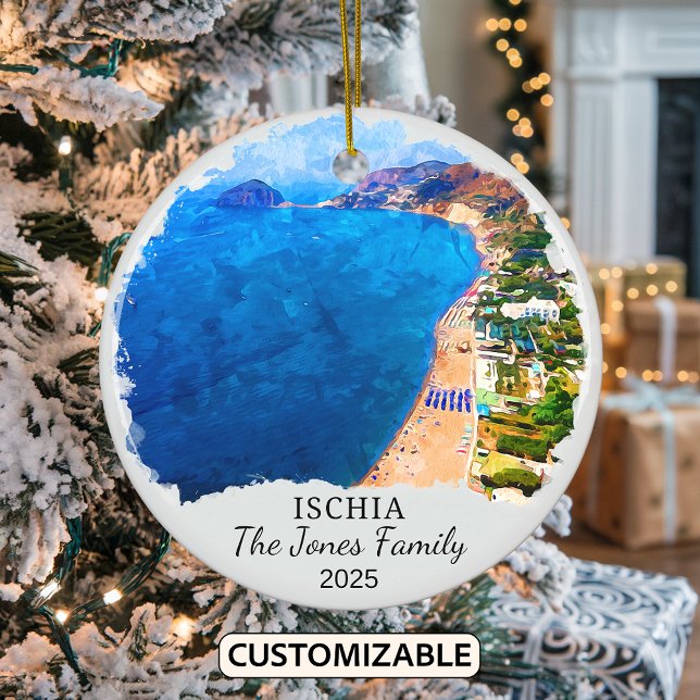 Personalized Ischia Ornament, Italy Gift Ceramic Ornament (Creator Uploaded)